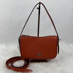 Coach Kailey Shoulder/Crossbody Bag In Leather/Silver/Deep Orange CY707 NWT